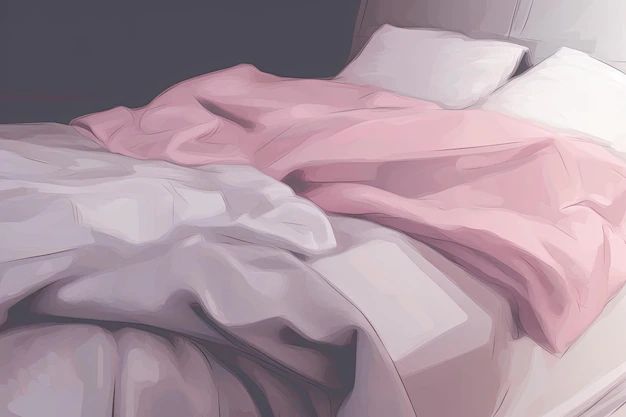 Calm bedside lighting preview Bed lined with pastel cushions illustrating a restrained bedroom glow before bedtime audio begins.